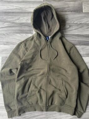 H&M Unisex Divided Olive Green Zip-Up Hoodie!